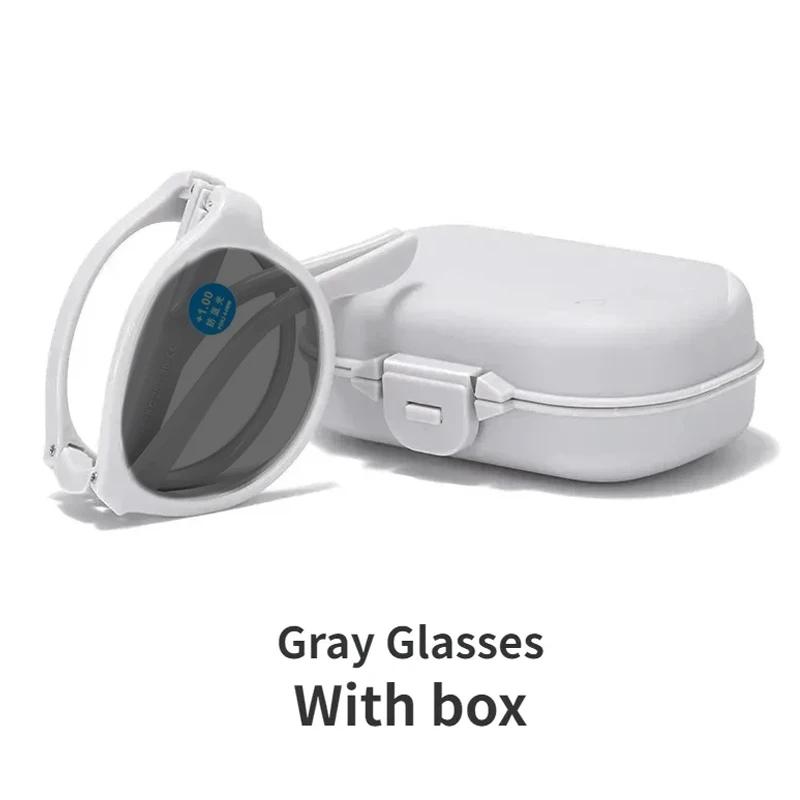 Складные хромированные очки для чтения с футляром Мужские очки с круглой оправой, меняющие цвет, складные Женские популярные солнцезащитные очки для дальнозоркости