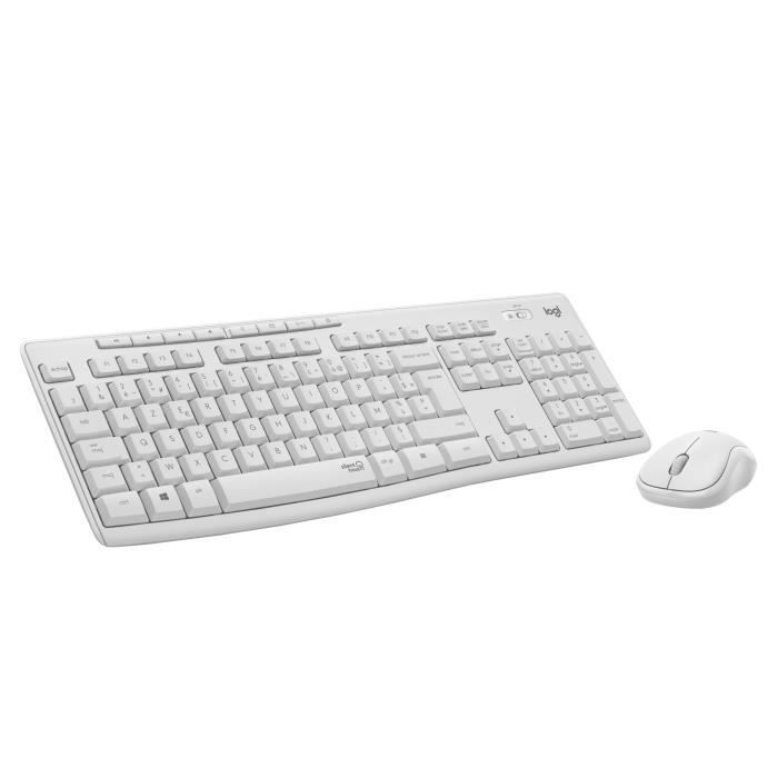 Keyboard and Mouse Set - Wireless - Logitech - MK295 - AZERTY - White