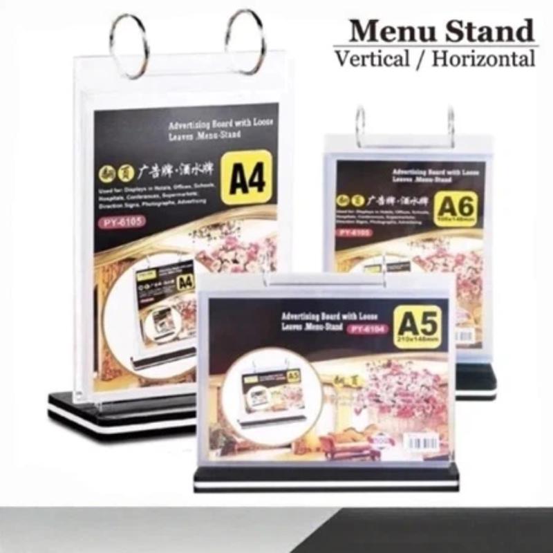 A5 Clear Acrylic Flip Menu Display Stand Metal Ring Binding for Convenience Store Promotion Price List Display