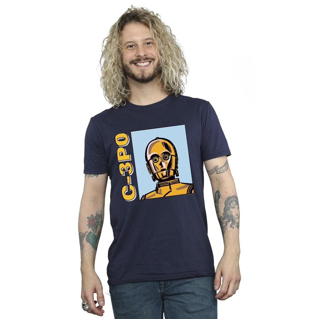 Star Wars Mens C3PO Line Art T-Shirt