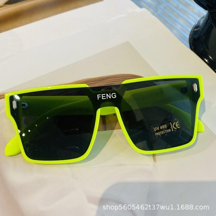 Зеленые солнцезащитные очки для мужчин, авангардные, для уличной стрельбы, интегрированные черные солнцезащитные очки для женщин, солнцезащитные очки