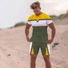 Summer Men Beach T Shirt Tracksuit 2 Piece Sets 3D Print All-Match Sports Short Sleeve Round Neck Casual Style Clothing 6XL