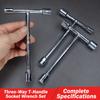 Triple Head Socket Wrench 3-Way Hex Socket Hand Tool Portable Repair Wrench  Mechanical Maintenance