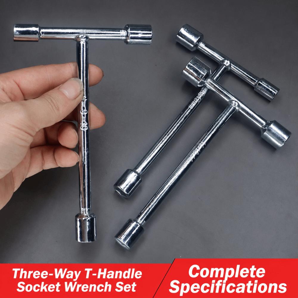 Triple Head Socket Wrench 3-Way Hex Socket Hand Tool Portable Repair Wrench  Mechanical Maintenance