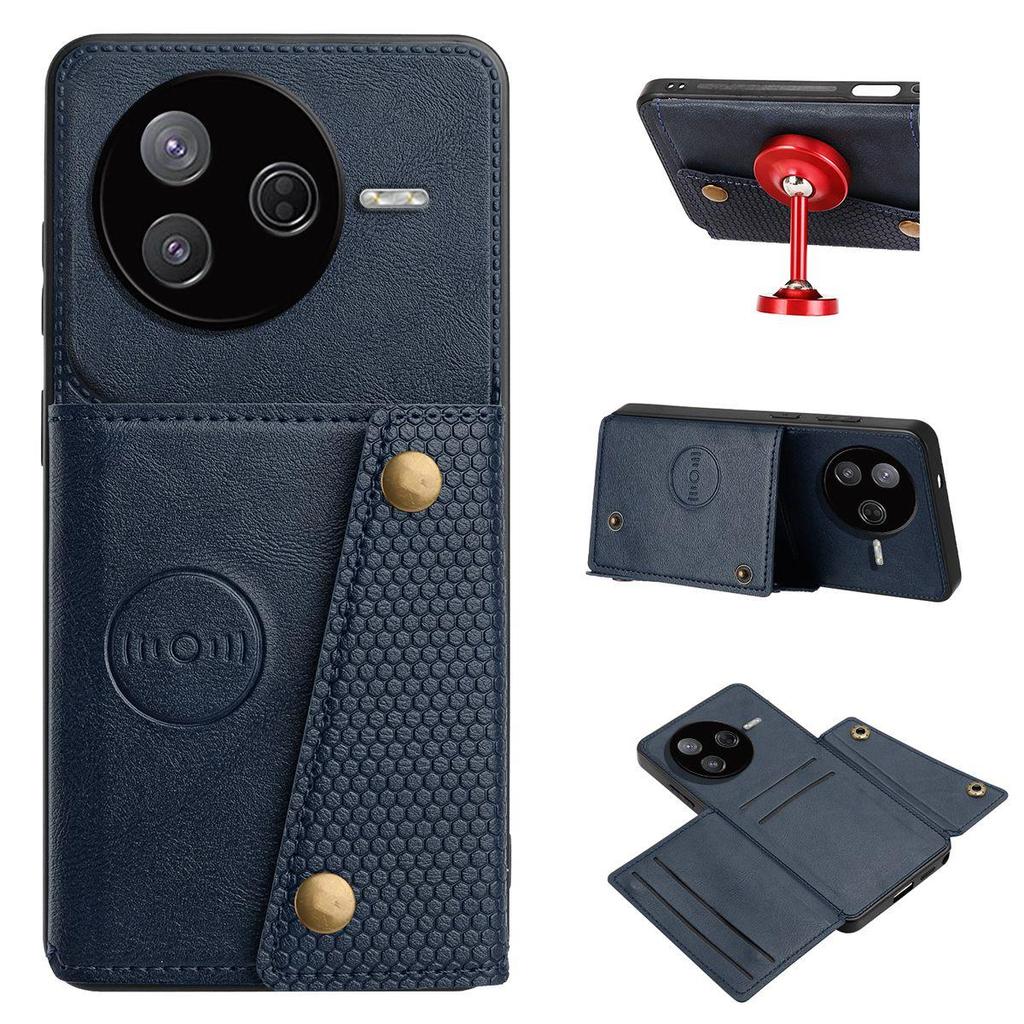 Винтажный кожаный держатель для карт, чехол-кошелек на телефон для Xiaomi Poco F7 Pro, F7 Ultra, карманы для карт, двойные кнопки-защелки, флип-кошелек, корпус