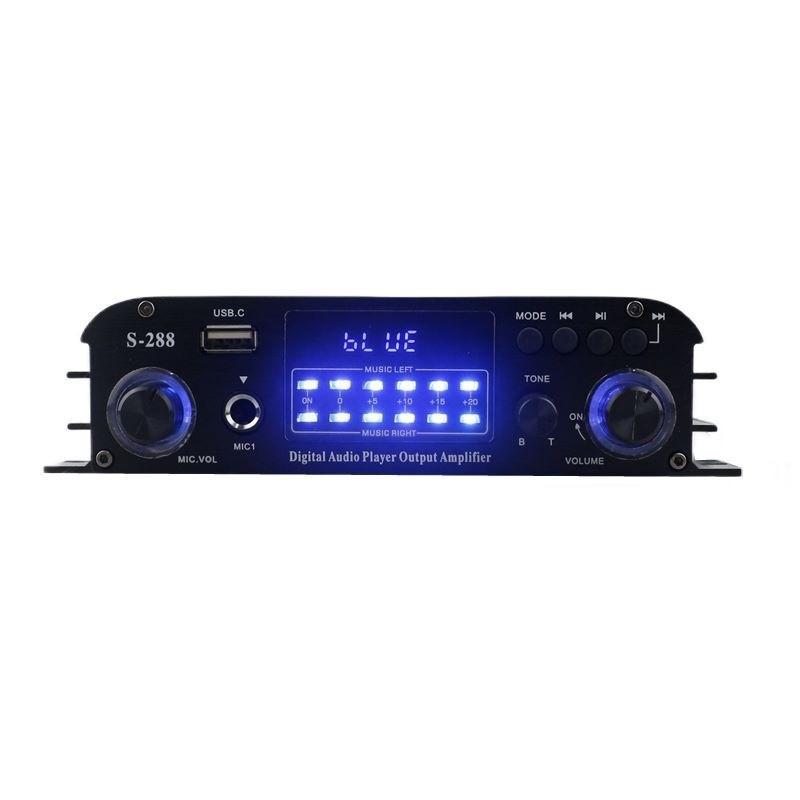 S-288 Bluetooth USB аудио усилитель мощности автомобильный 4.0 канальный аудио динамик домашний кинотеатр HiFi стерео усилитель 17.6X10X4CM