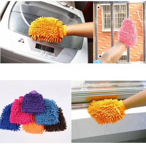 Двусторонние перчатки для мытья автомобиля Перчатки из микрофибры Синель Плотная варежка для чистки автомобиля Щетка для ухода за автомобилем Щетка для чистки