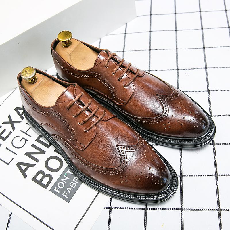 Весна Осень Новые Модные Мужские Ботинки На Шнуровке Из Натуральной Кожи Повседневные Туфли Для Работы Офиса Уличная Обувь Бренды Мужские Свадебные Туфли