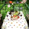 4 Pack Summer Floral Plastic Tablecloth Watercolor Wild Flowers Table Cover Spring Disposable Plastic Tablecloth Picnic Table Cloth Flower Party
