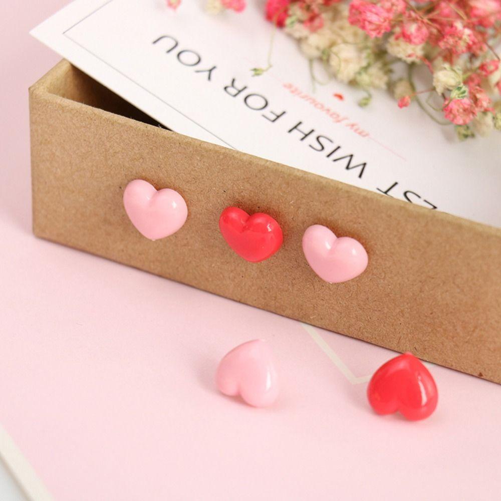 50pcs Heart shape Colored Push Pins Plastic Thumb Tacks Decorative Studs School Stationery