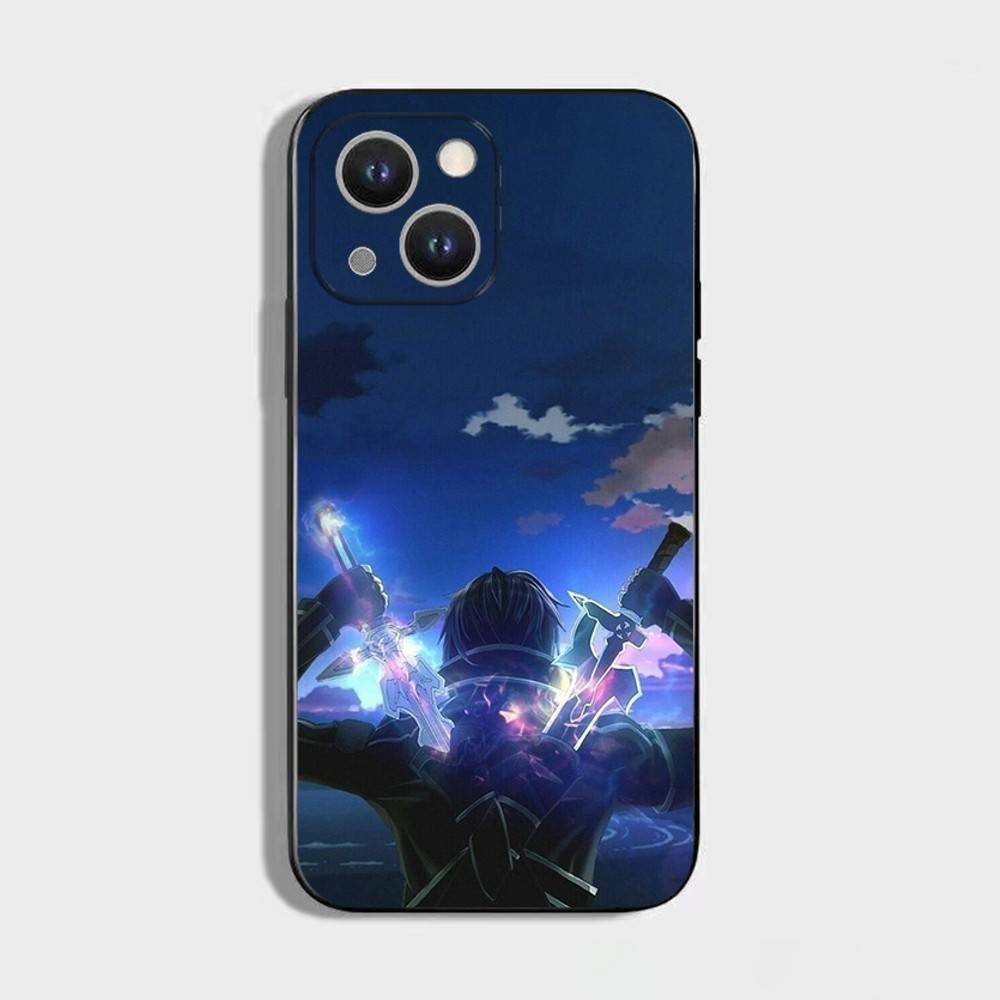 Чехол для телефона Sword Art Online SAO Кирито для iPhone 16,15,14,13,12,11 Plus,Pro Max,XS,X,XR,SE,Mini,8,7, Мягкий силиконовый черный чехол
