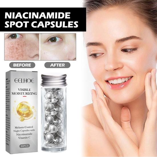 30 шт., осветляющие капсулы с ниацинамидом, сыворотка, корректирующая темные пятна, уменьшающая пятна, увлажняющая, укрепляющая эссенция для кожи