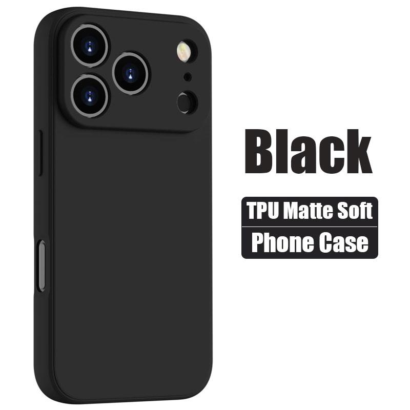 Черный Чехол Для Телефона Для iPhone 14 15 16 17 Pro Max Plus 17 Air 16E Матовый Мягкий Задний Чехол Для iPhone 11 12 13 Pro Max 12 Mini Чехол