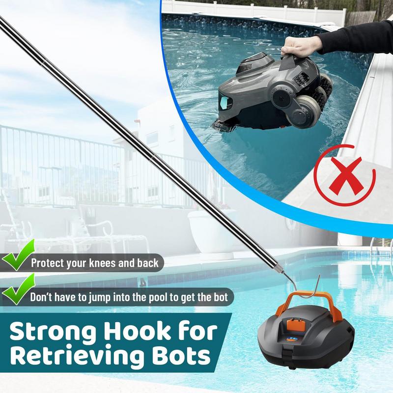 Pool Robot Cleaner Recycling Hook with Adjustable Telescopic Rod Cleaner Accessories for Lifting Skimmer Basket Handle Cover