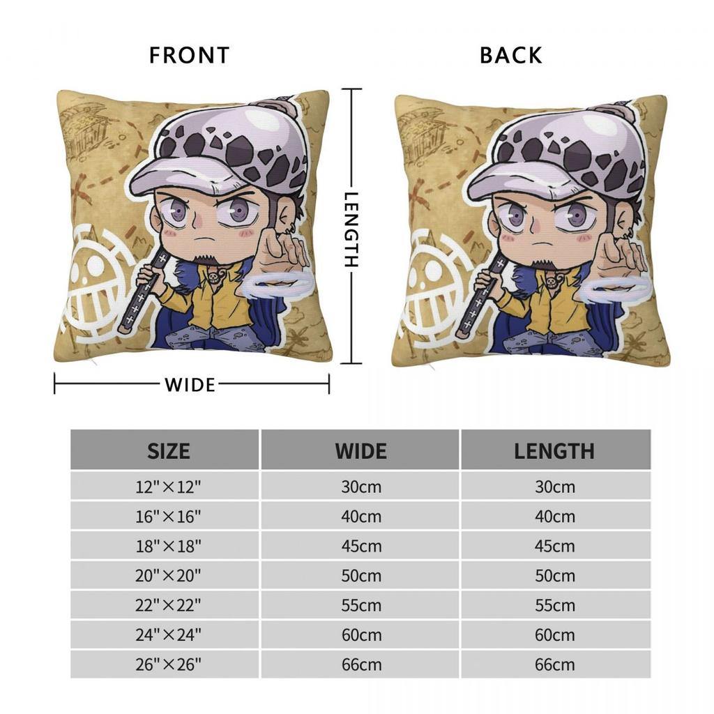 Trafalgar Law Square Pillowcase Polyester Linen Velvet Printed Zip Decor Pillow Case Home Cushion Cover 45X45
