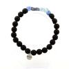 Stones and Minerals. Brazilian Blue Kyanite Bracelet + 8mm Matte Black Onyx Beads. Made In France.