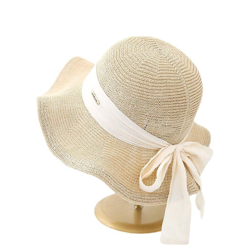 Уличная японская простая складная летняя соломенная шляпа с бантом, модная солнцезащитная шляпа-ведро, повседневная шляпа-тазик