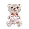 New 3 Colors Choose Big Crystal Heart Bear Brooch Cute Animal Pins for Women Dress Coat Badges Jewelry