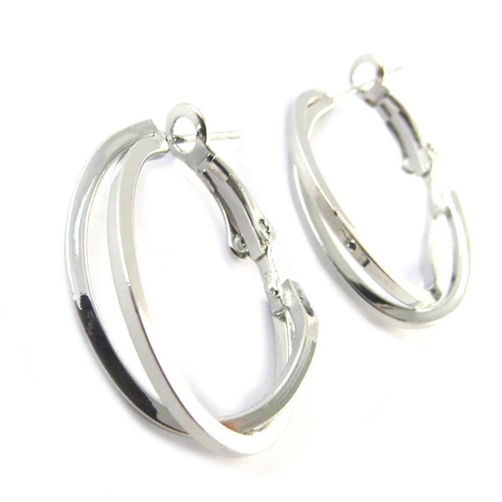 Les Trésors De Lily [N7240] - Silver 'Choreography' Hoop Earrings - 28x23 Mm