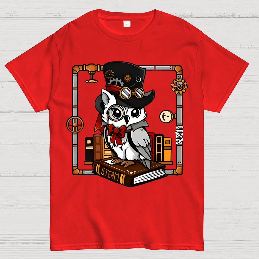 Steampunk Owl Unisex 100% Cotton Summer Casual Cool Loose T-Shirt