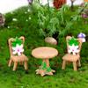 Mini Lovely Table Chairs Set Resin Crafts Miniature Landscape Ornaments Decor