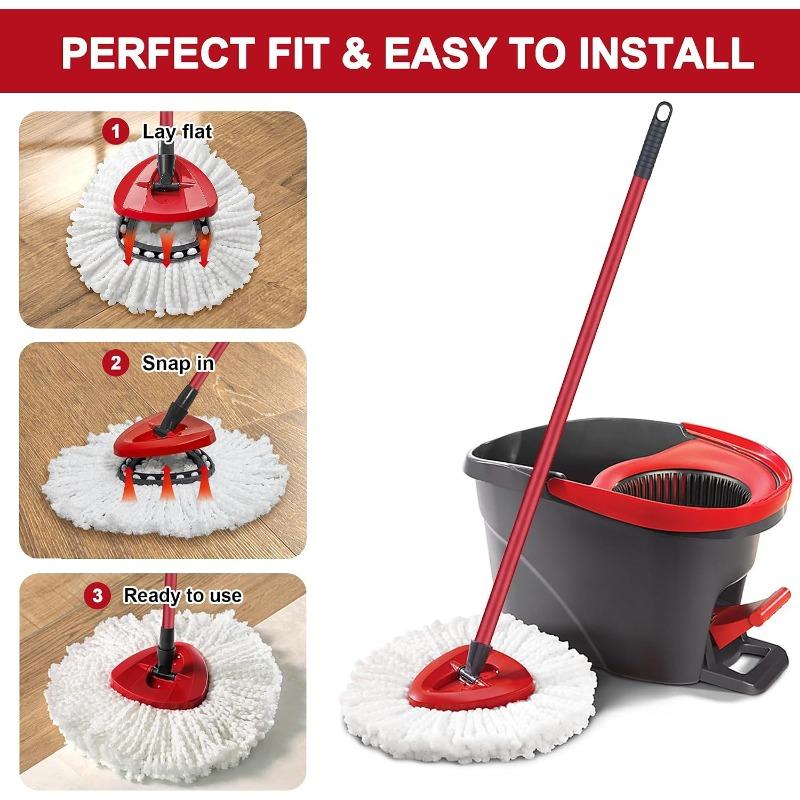 4 Pack Mop Heads Replacements for O-Ceda Easy Wrin Spin System, Microfiber Refills, Easy Cleaning Mop Repalce Head