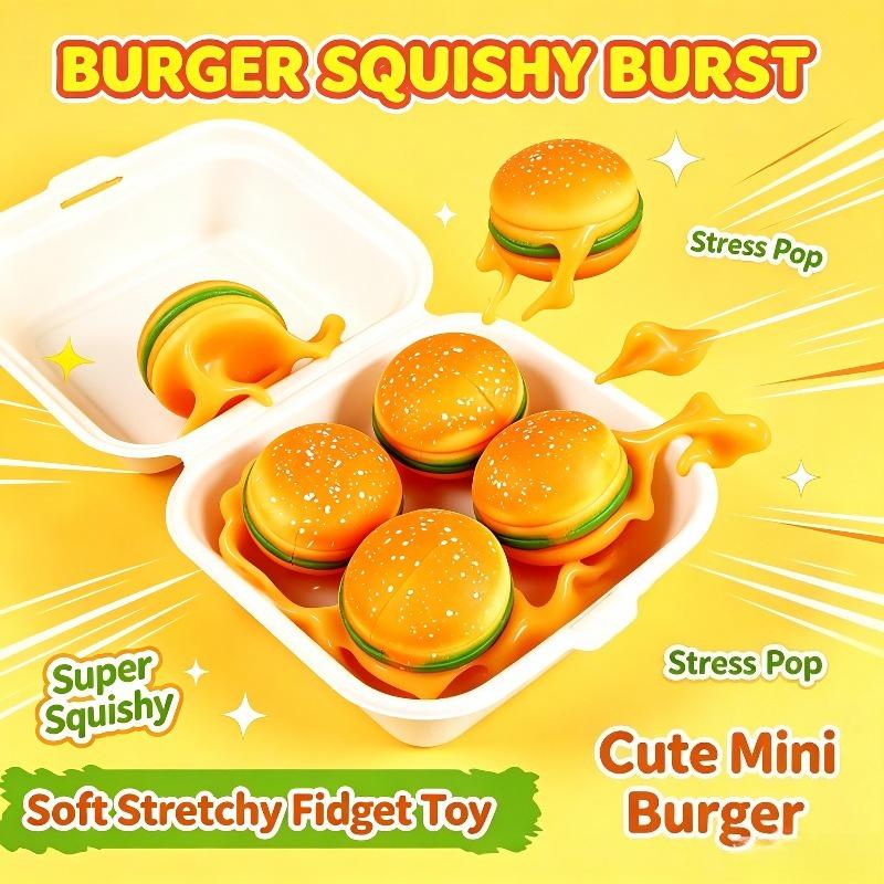 3/4/5/8Pc Slow Rising Burger Squishy Toy Realistic Super Soft Food Stress Relief Fidget Squeeze Toy For Kids Adults