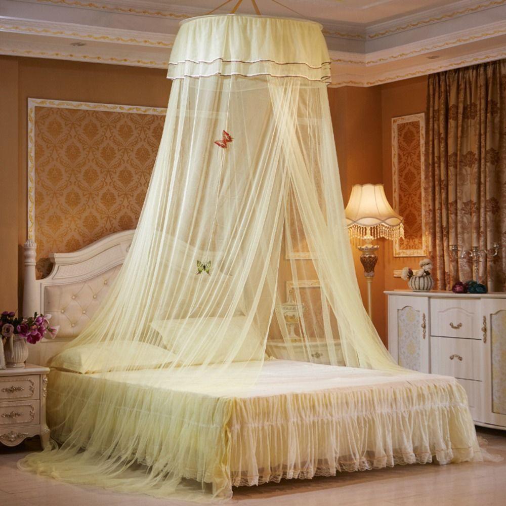 Luxury Pleated Lace Mesh Dome Queen Size Bed Canopy Mosquito Net Bedding Article Bed Tent