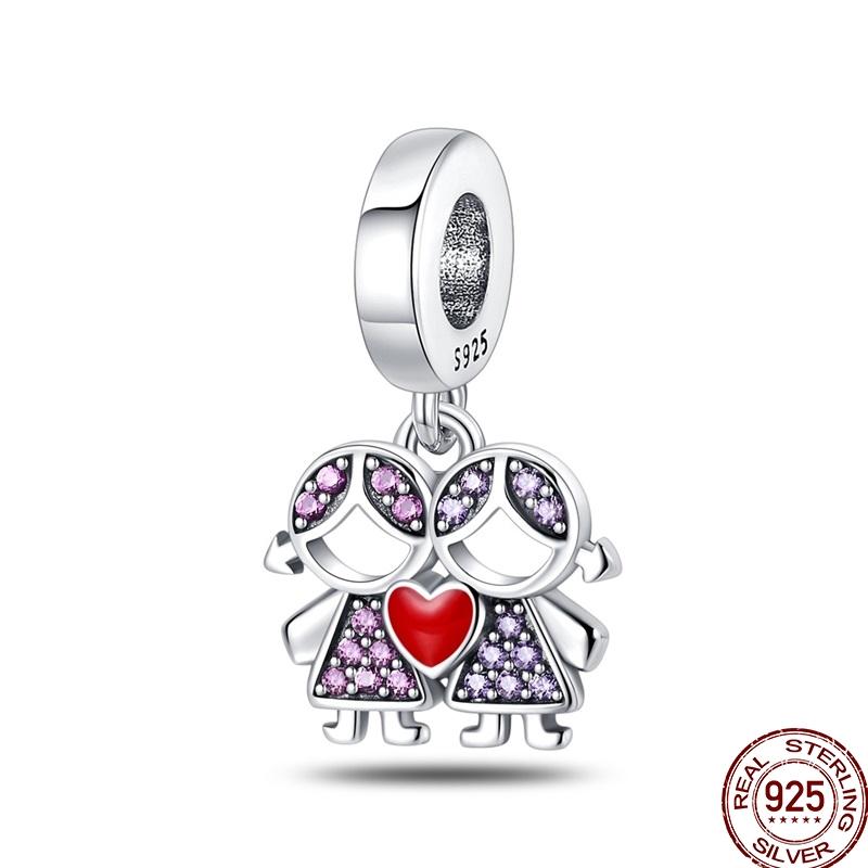 100% Медь Подруга Шарм Сердце Любви Серия Благословений Подходит Для Браслета 3 мм Женские Изящные Украшения Подарок
