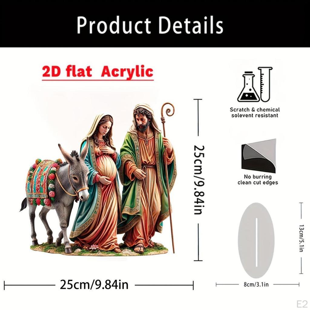 Joseph Mary Acrylic Sign Christmas Gift with Base Religious Tabletop Decoration Decorative Plaque