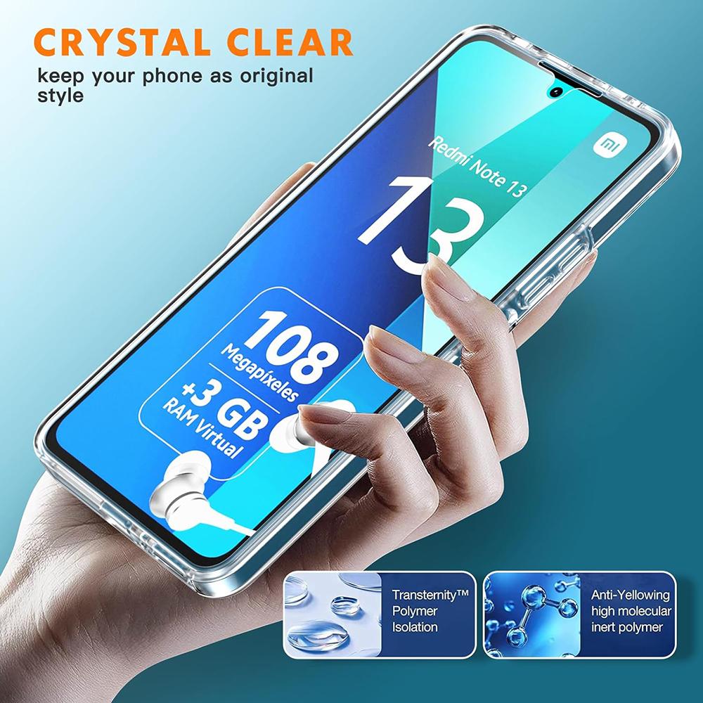 Чехол-бампер 360° для Xiaomi Redmi C C Note 11 10 9 Pro Plus Pro+ 4G 5G, прозрачный, гибридный, твердая крышка из ПК, силиконовая оболочка