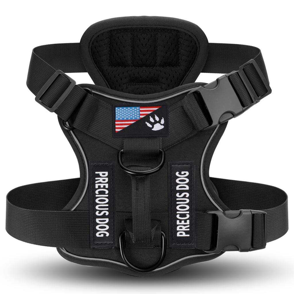 Service Dog Harness, Reflective Dog Vest Harness with 5 PCS Patches, Adjustable Soft Oxford Pet Harness, Inner Layer Mesh, Easy