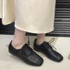 Балетки Xiaoxiangfeng одинарные туфли французские ретро кожаные туфли 2025 новые весенне-осенние женские туфли Doudou туфли квадратный носок ladyshoes