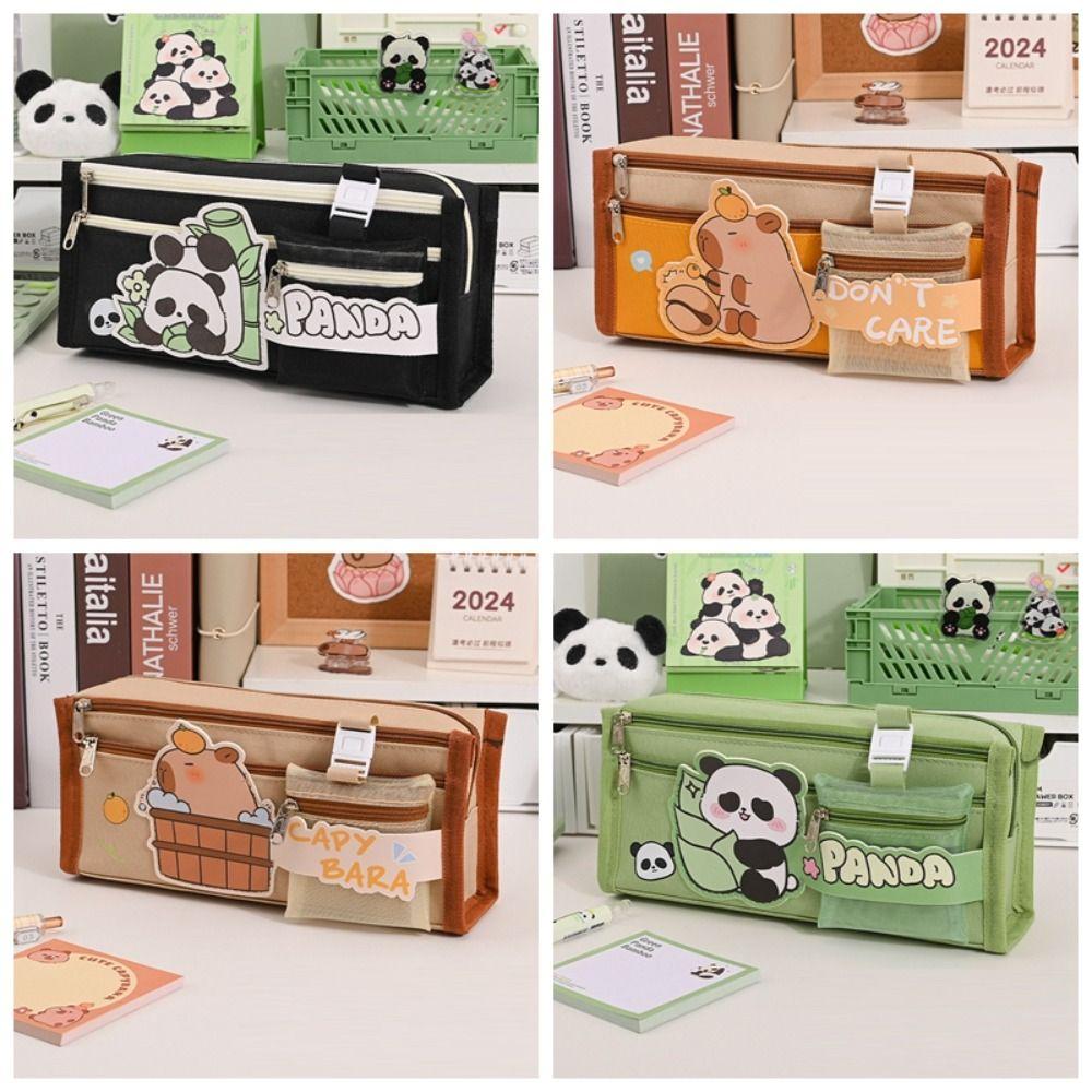 С сетчатым мешком сумка для хранения канцелярских принадлежностей пенал капибара высококачественная сумка для ручек универсальная