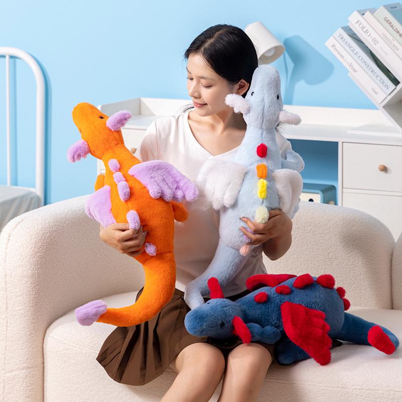 60 см мультяшный горячий летающий дракон плюшевая игрушка с крыльями синий оранжевый длинный дракон плюшевая игрушка подушка подарок для мальчика и девочки декор спальни
