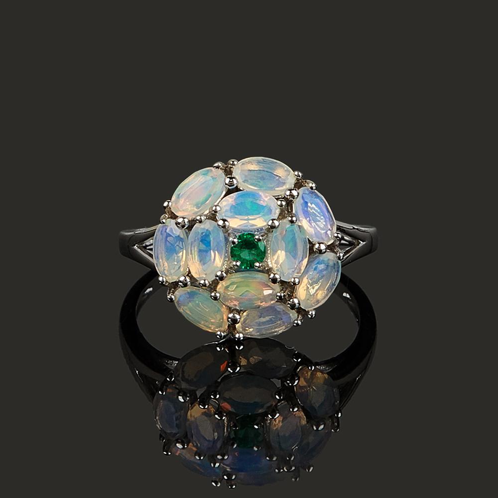 Серьги-кольца с натуральным опалом, изумрудом, комплект ювелирных изделий из стерлингового серебра 925 пробы, изысканные украшения для женщин, жены, хороший подарок