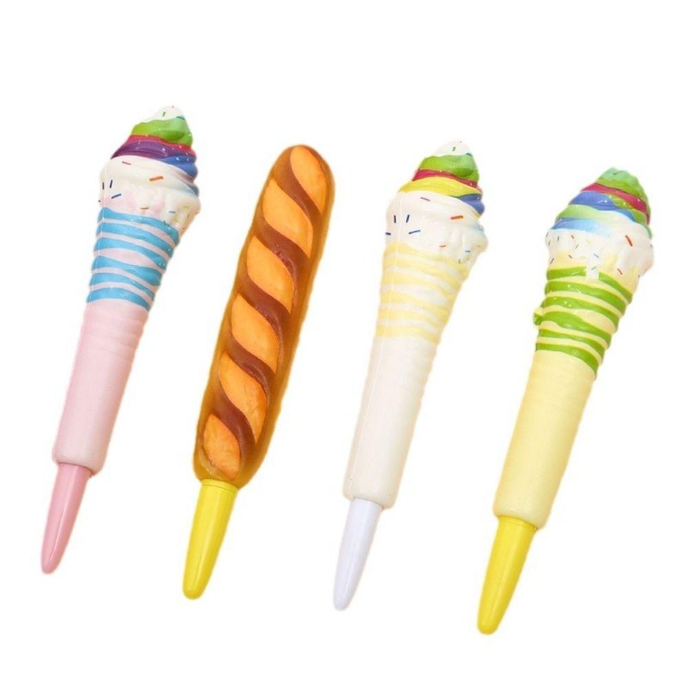 Ice Cream Cute Soft Gel Pen Signature Squeeze Sensory Toy Pen Funny Pinch Bounce Pen  Student