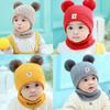 2 шт. Комплект детской шапки и манишки с мишкой Вязаная детская шапка и шарф Комплекты Эластичная шапка для малышей Шарфы Удобное ношение