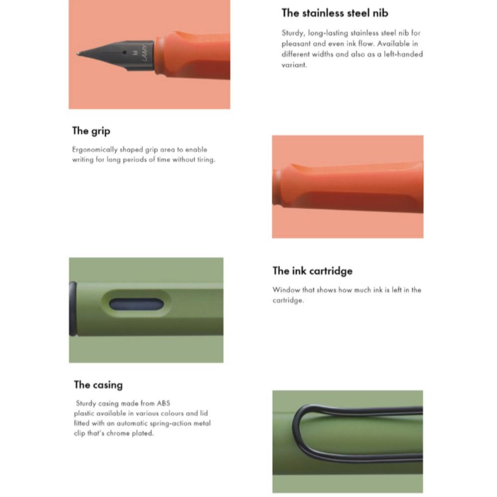 LAMY 2021 Safari Перьевая ручка Ограниченная серия EF ТерраКрасный/СаваннаЗеленый