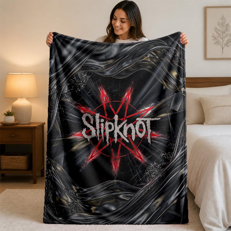 Slipknot Print Flannel Blanket Cozy Lightweight Plush Throw Blanket For Bed Sofa Household Use