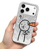 Чехол Cut Catoon для iphone Air 18 Pro Max 17 Pro XR 13 12 16 Plus 11 15 14 XS Max Серебристый Блеск Трескающийся Фон