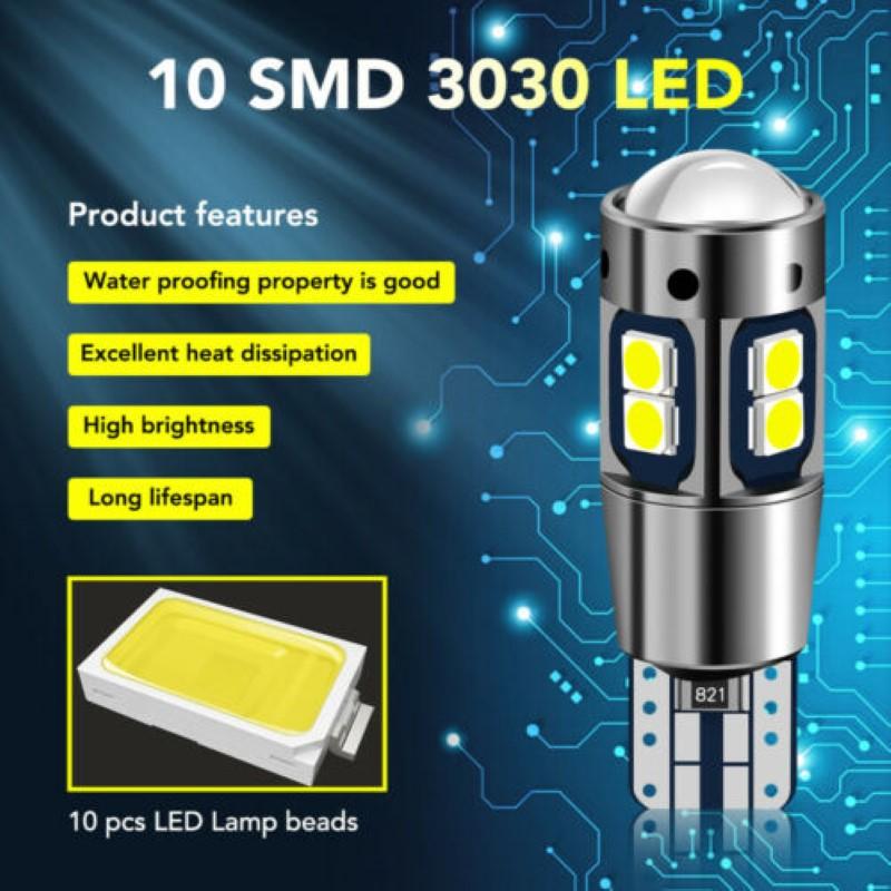 2/1 шт. W5W T10 светодиодный Canbus без ошибок 3030 10SMD Auto 5W5 светодиодный светильник с клиновидным боковым указателем поворота супер яркий белый