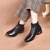 New Leather Small Short Boots Women's Round Head Soft Leather Bare Boots Spring and Autumn Single Boots Winter Velvet Flat Cotton Shoes