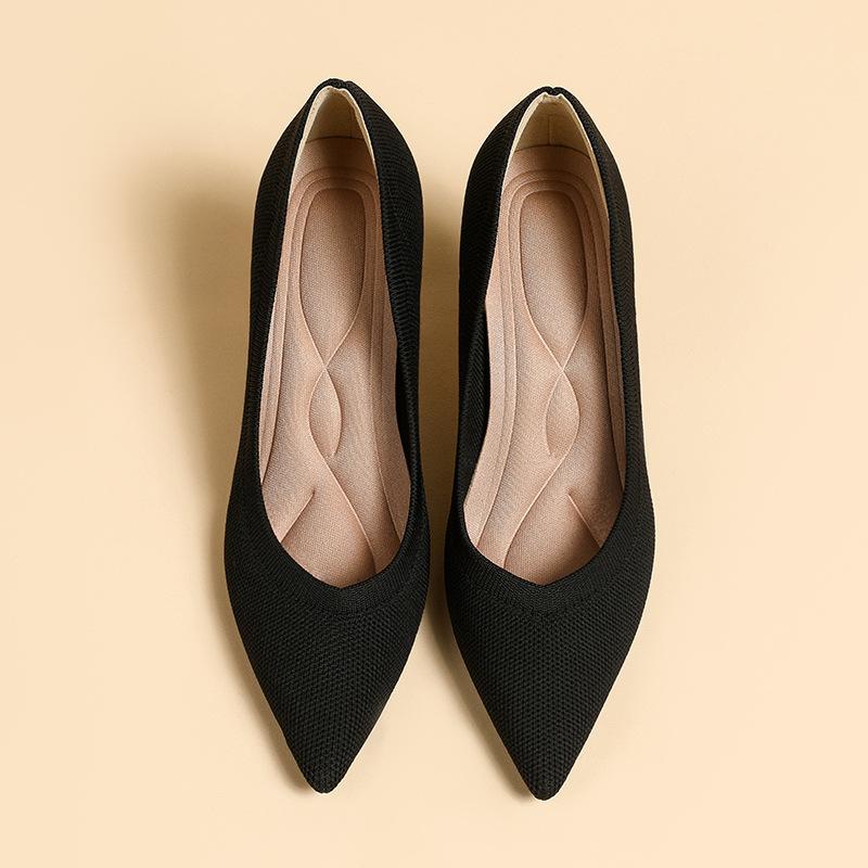 Женские туфли большого размера на каблуках-шпильках с острым носком, повседневные, Flyknit, с мелким вырезом, однотонные, на высоком тонком каблуке, размеры 38-43