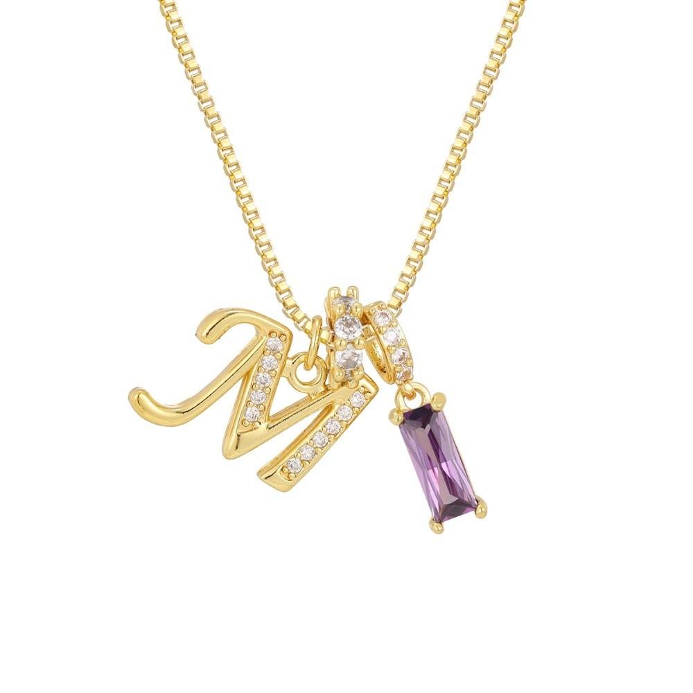 Adjustable Letter Jewelry Hypoallergenic Shiny Zircon Embedded Geometric Pendant Necklace Geometric Design Dopamine Style