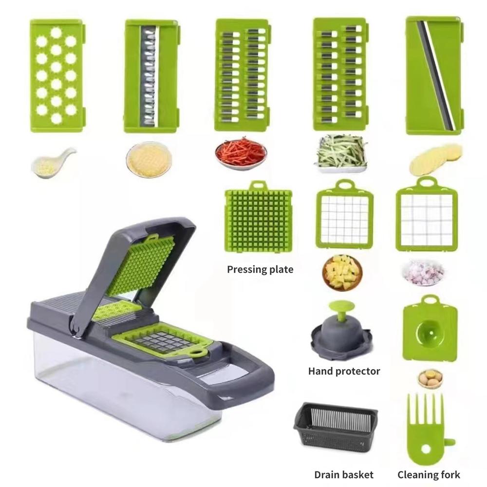 16Pcs Vegetable Cutter Multifunctional Slicer Fruit Potato Peeler Carrot Grater Kitchen Accessories Basket Vegetable Slicer