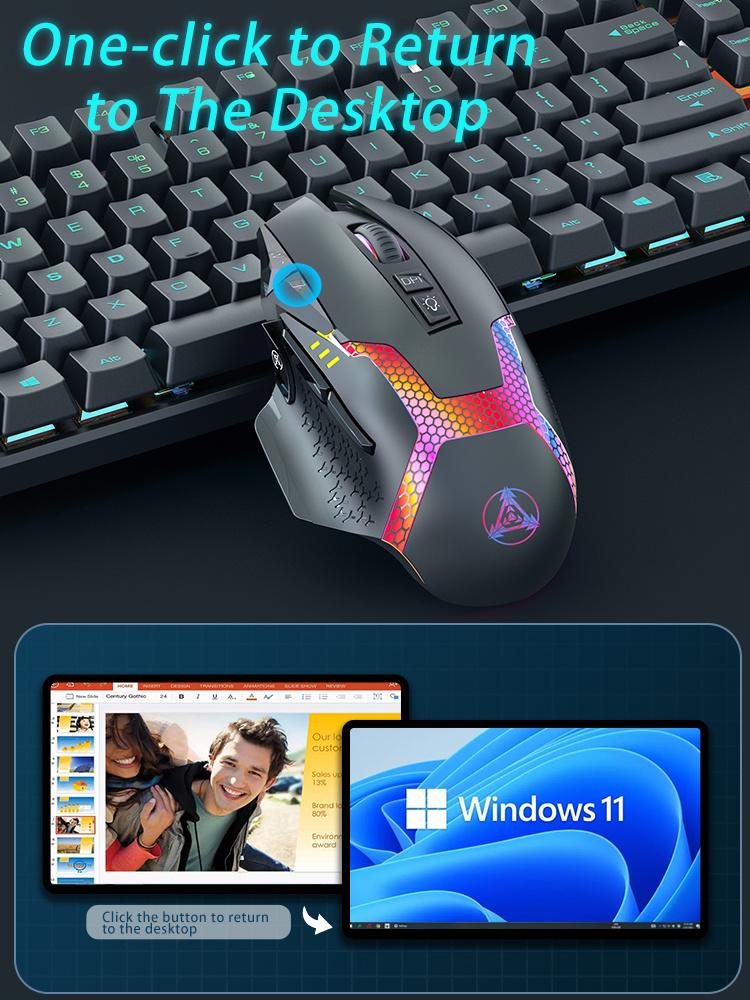 RGB беспроводная широкая игровая мышь Bluetooth для геймеров, 10000 точек на дюйм, портативная компьютерная мышь для Mac Windows, Andriod, эргономичные мыши Slient