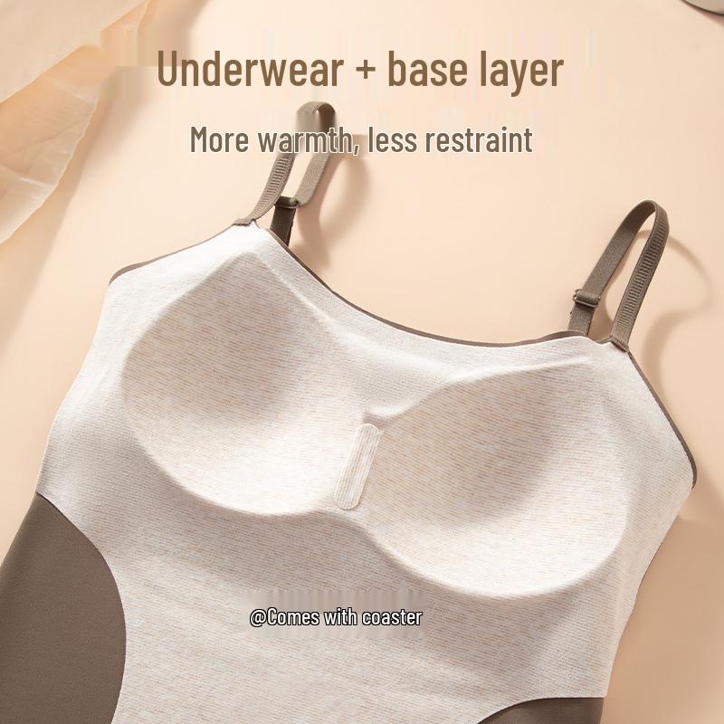 Женский базовый слой L3 из шерсти и шелка, фланелевый, с чашечками и покрытием