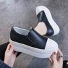 Women's Flats Spring Autumn Genuine Leather Shoe Woman Slip On Shoes Casual Thick Sole White/Black Platform Sneakers