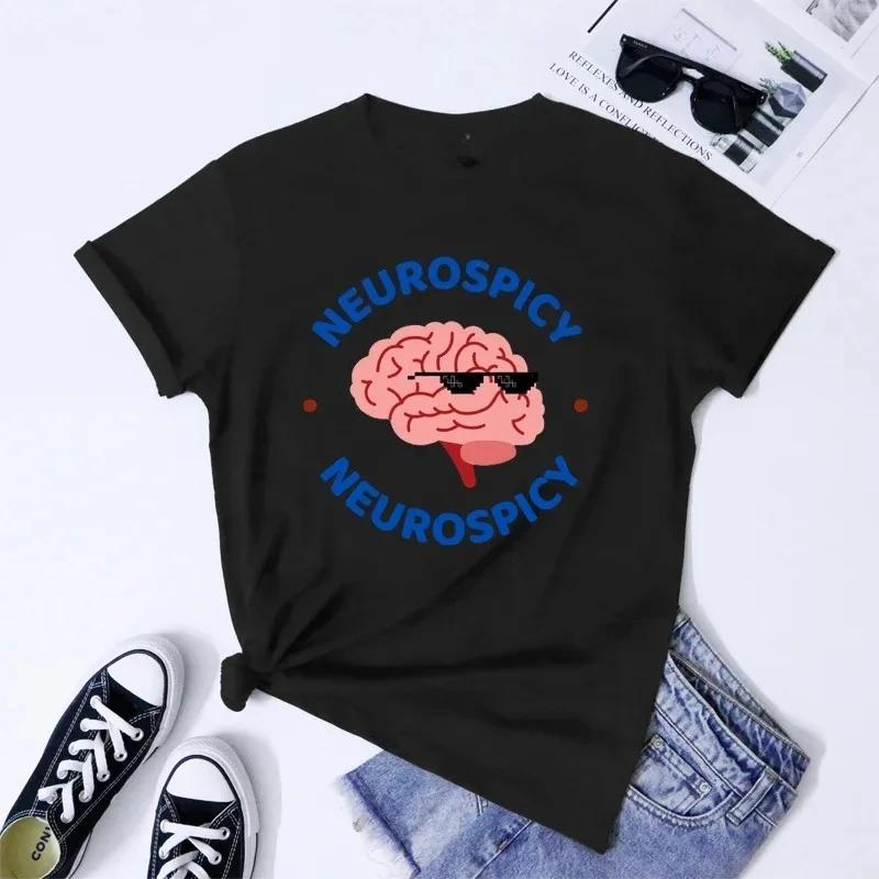 Camiseta Trendy Women Neurodiversity Top Shirt Neurospicy Tshirt Funny Neurodivergent Tshirts Aesthetic Clothes Streetwear Tops